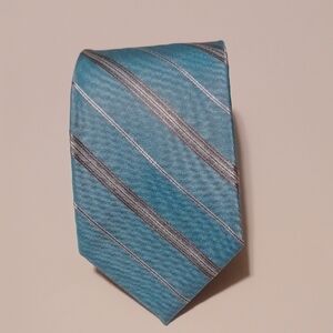 DKNY Teal and Gray Striped Tie
